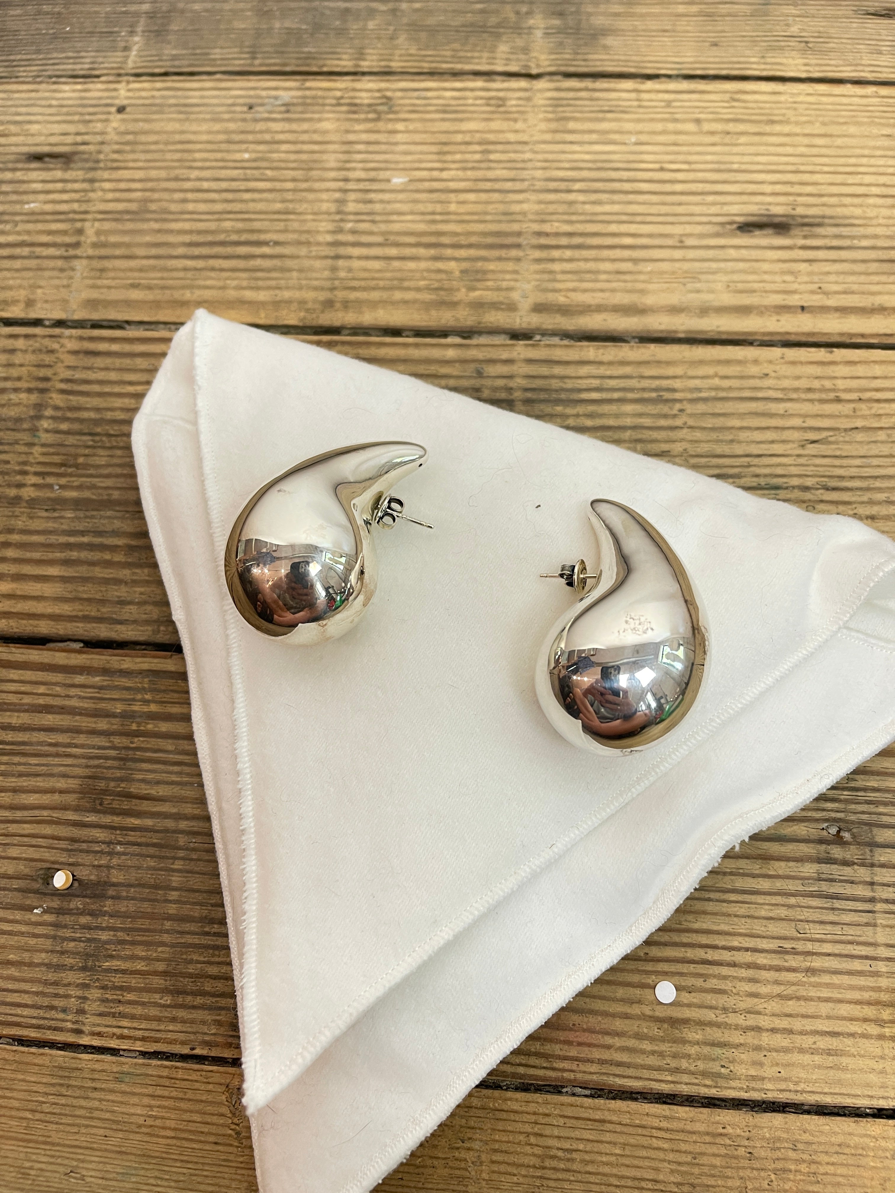 Bottega Veneta Large Drop Earrings - Silver