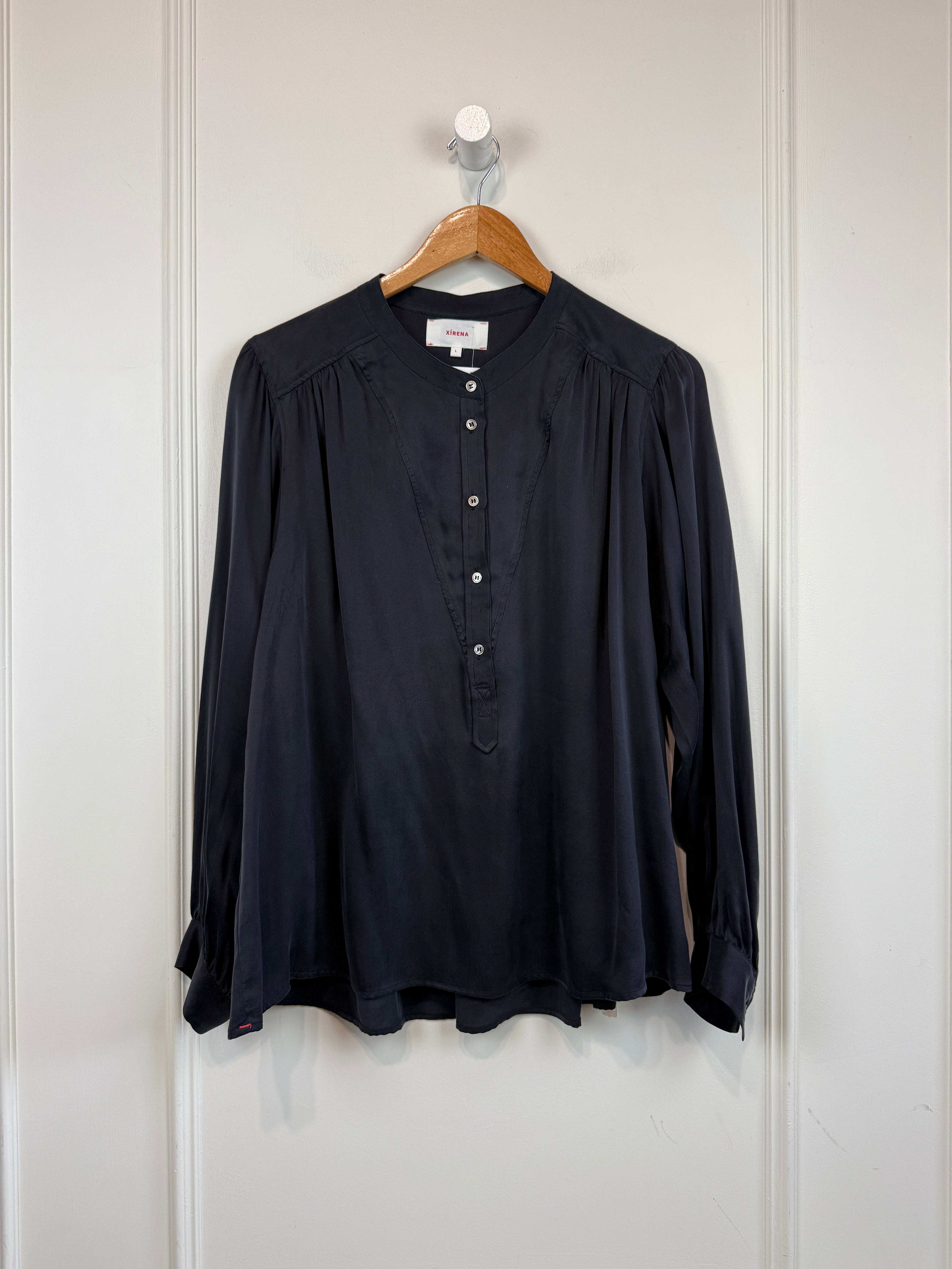 Xirena Navy Silk Button Down (L)