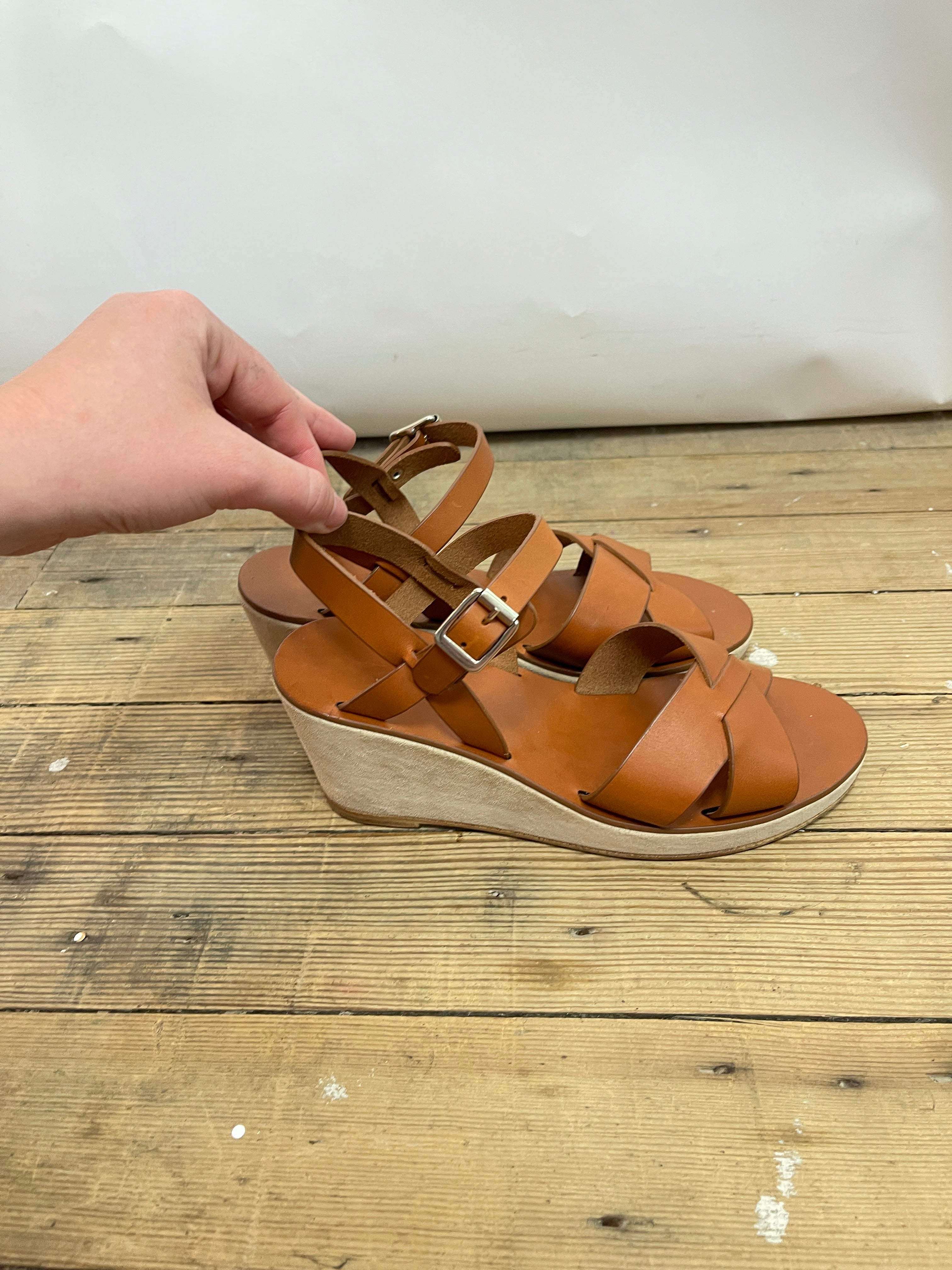 APC Judith Leather & Suede Wedge Sandal (39)