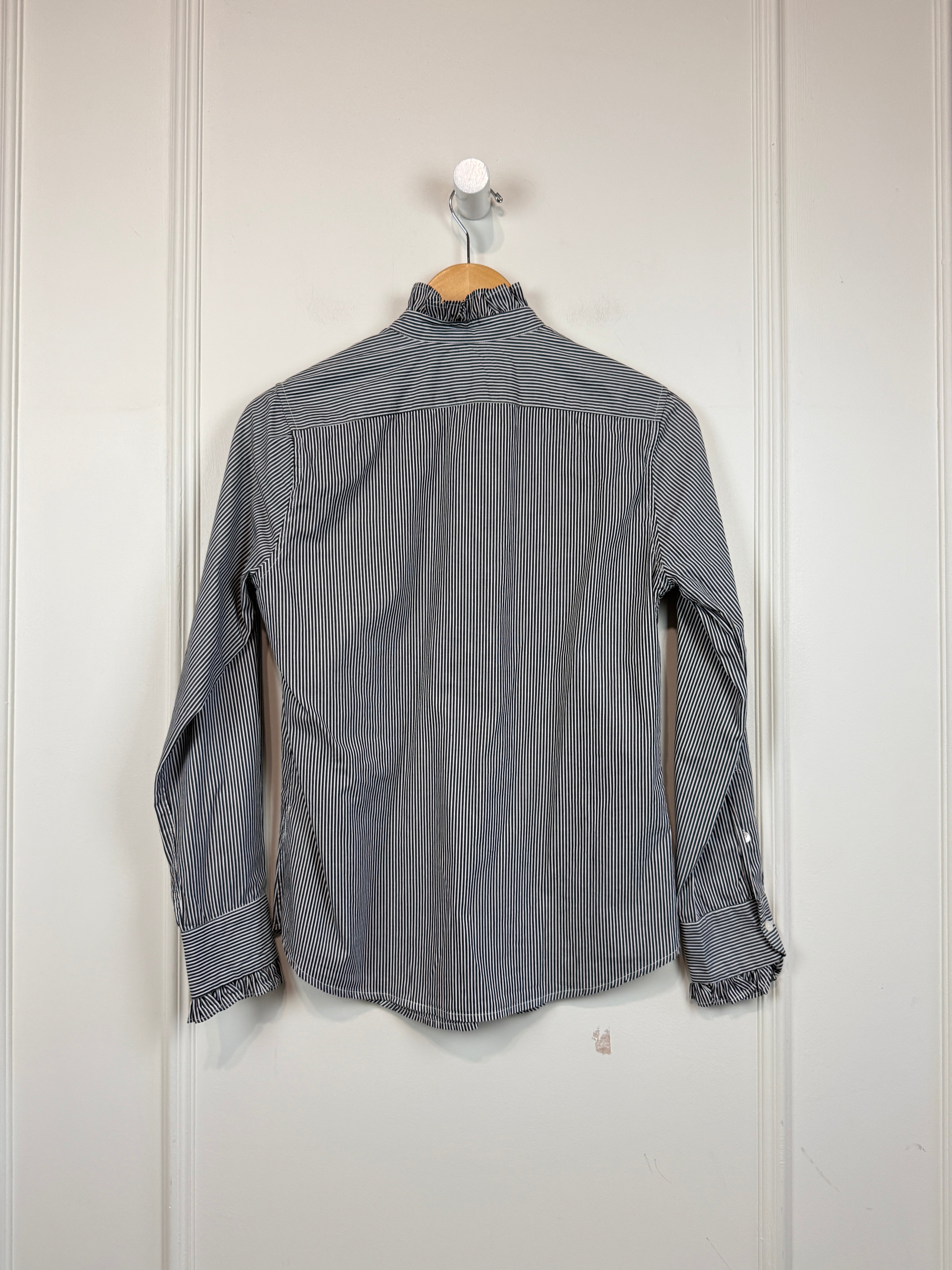Nili Lotan Striped Ruffle Button Down (XS)