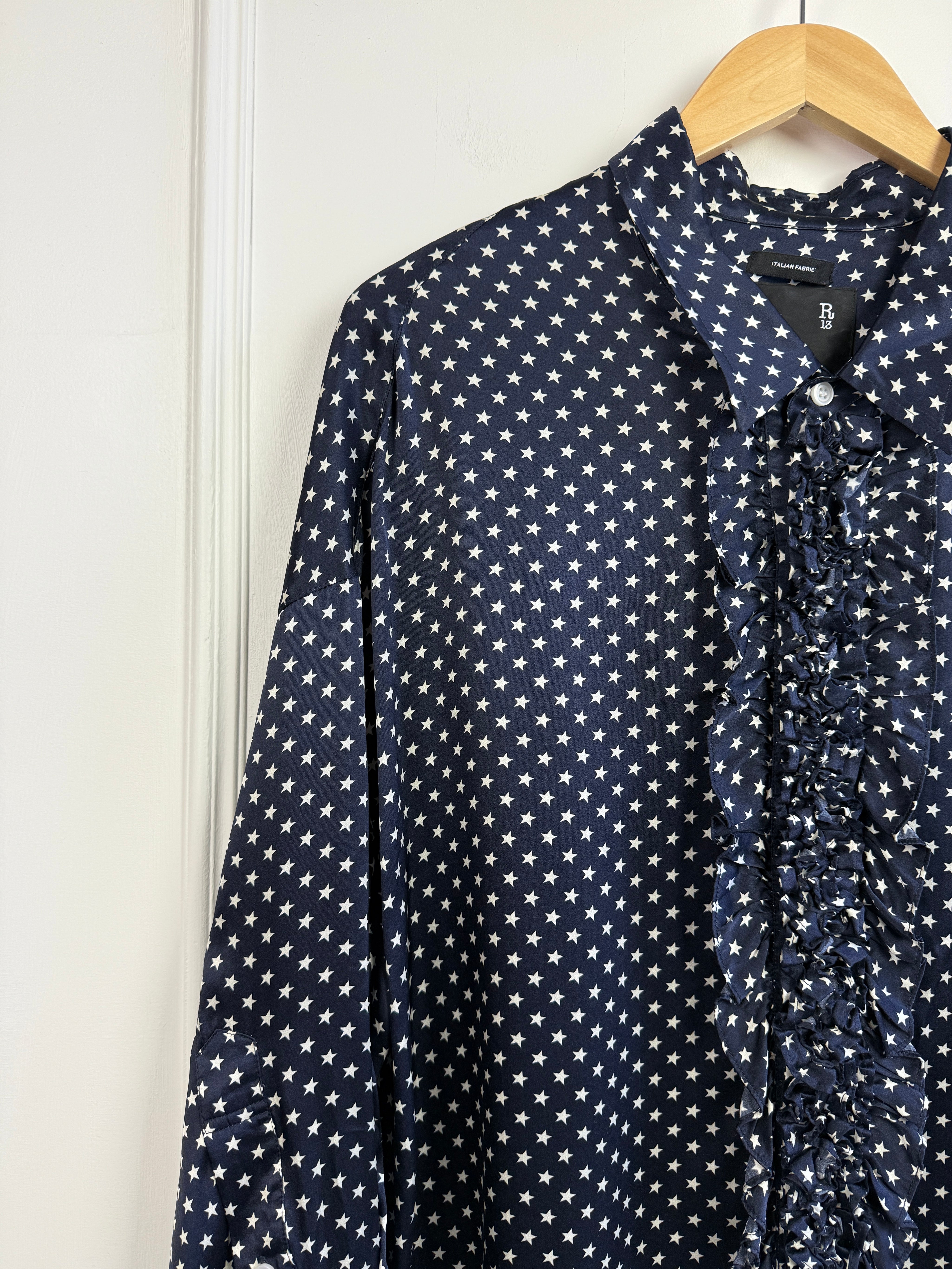 R13 Star Drop Neck Tuxedo Shirt (S)
