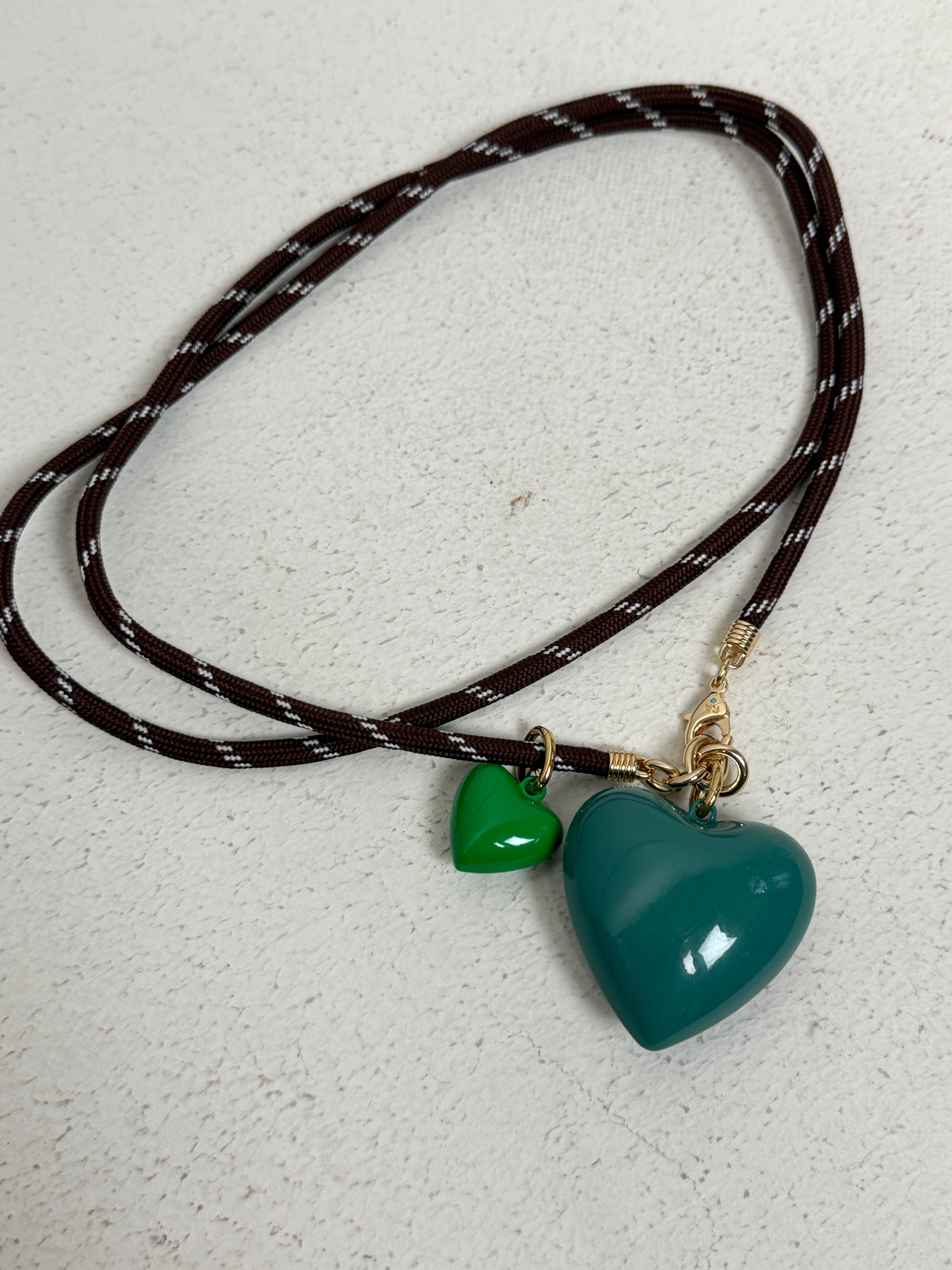 Roxanne Assouin Cord Necklace with Mini Puff and Puff Heart