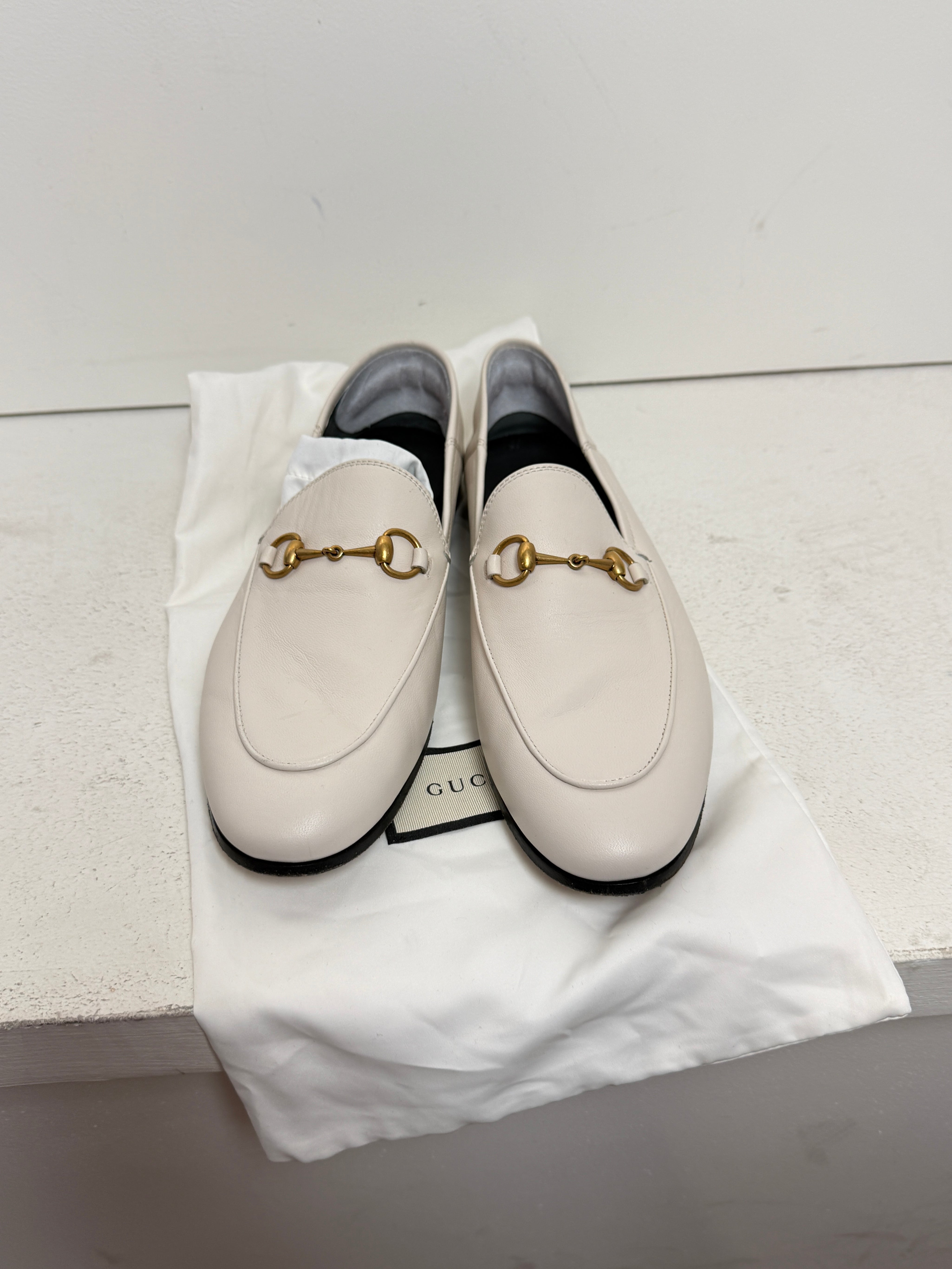 Gucci White Brixton Loafers (39)