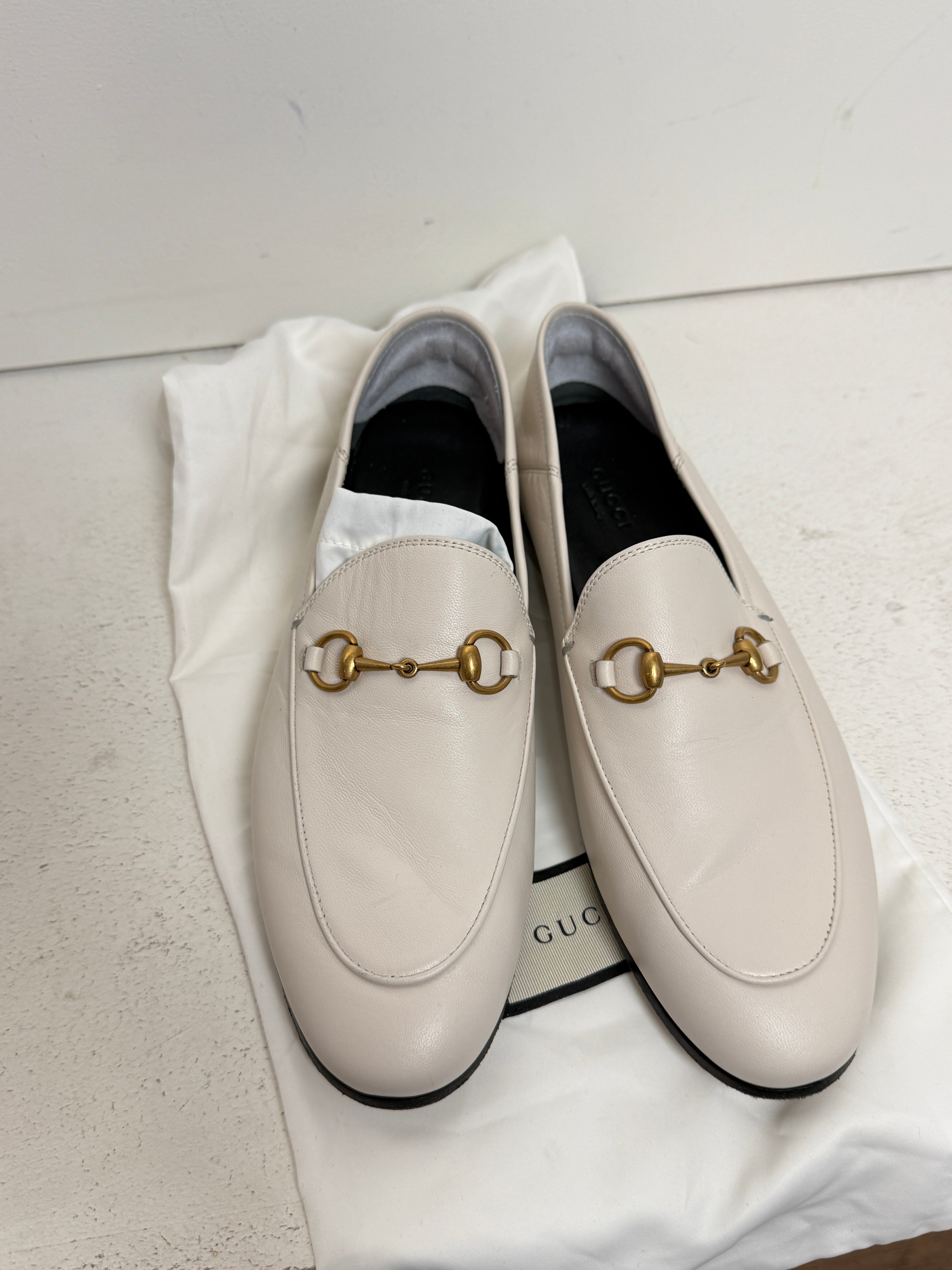 Gucci White Brixton Loafers (39)