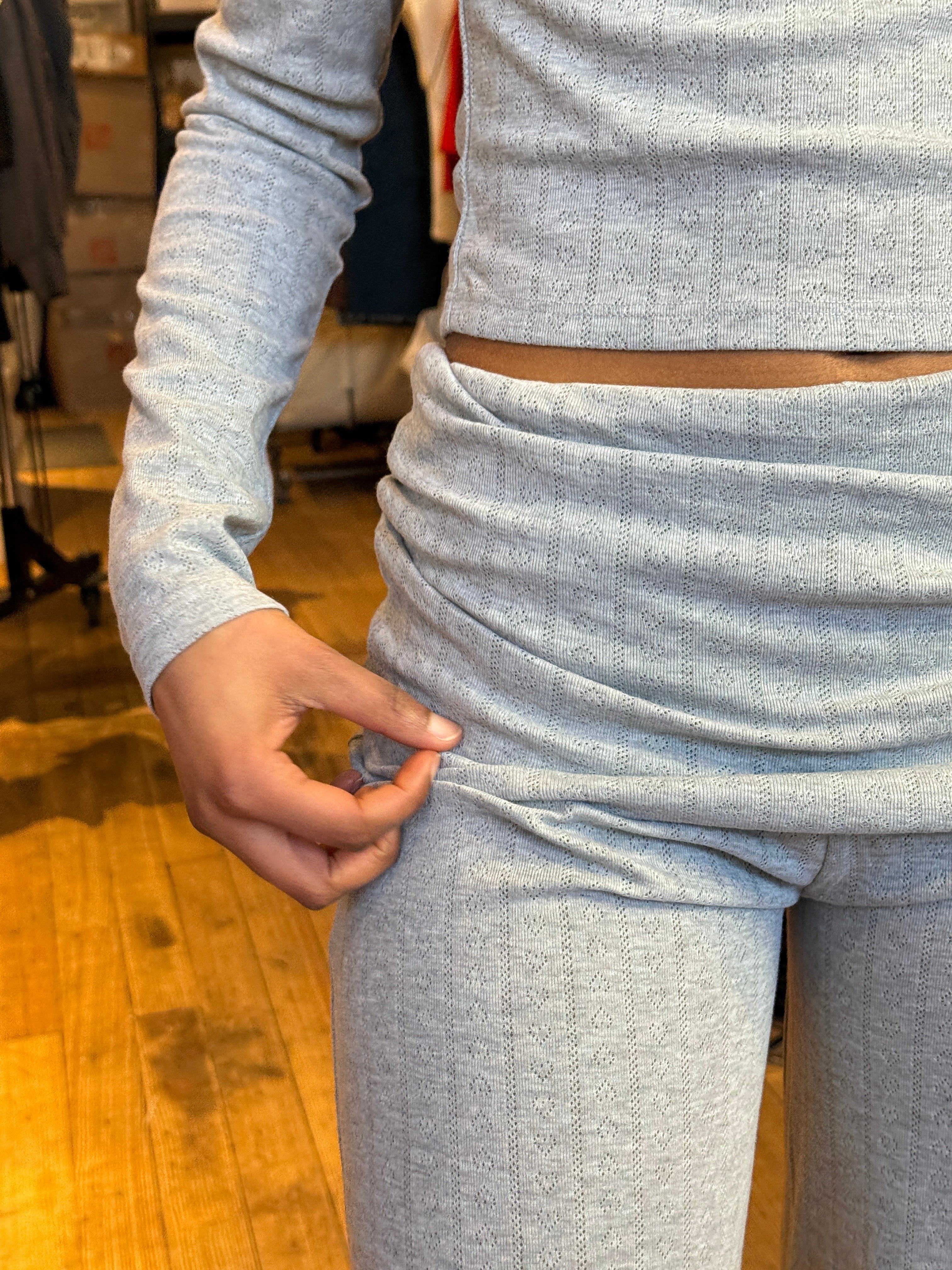 Fold Over Pointelle Set | Grey