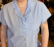 Scalloped Stripe Pant Set | Blue