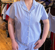 Scalloped Stripe Pant Set | Blue