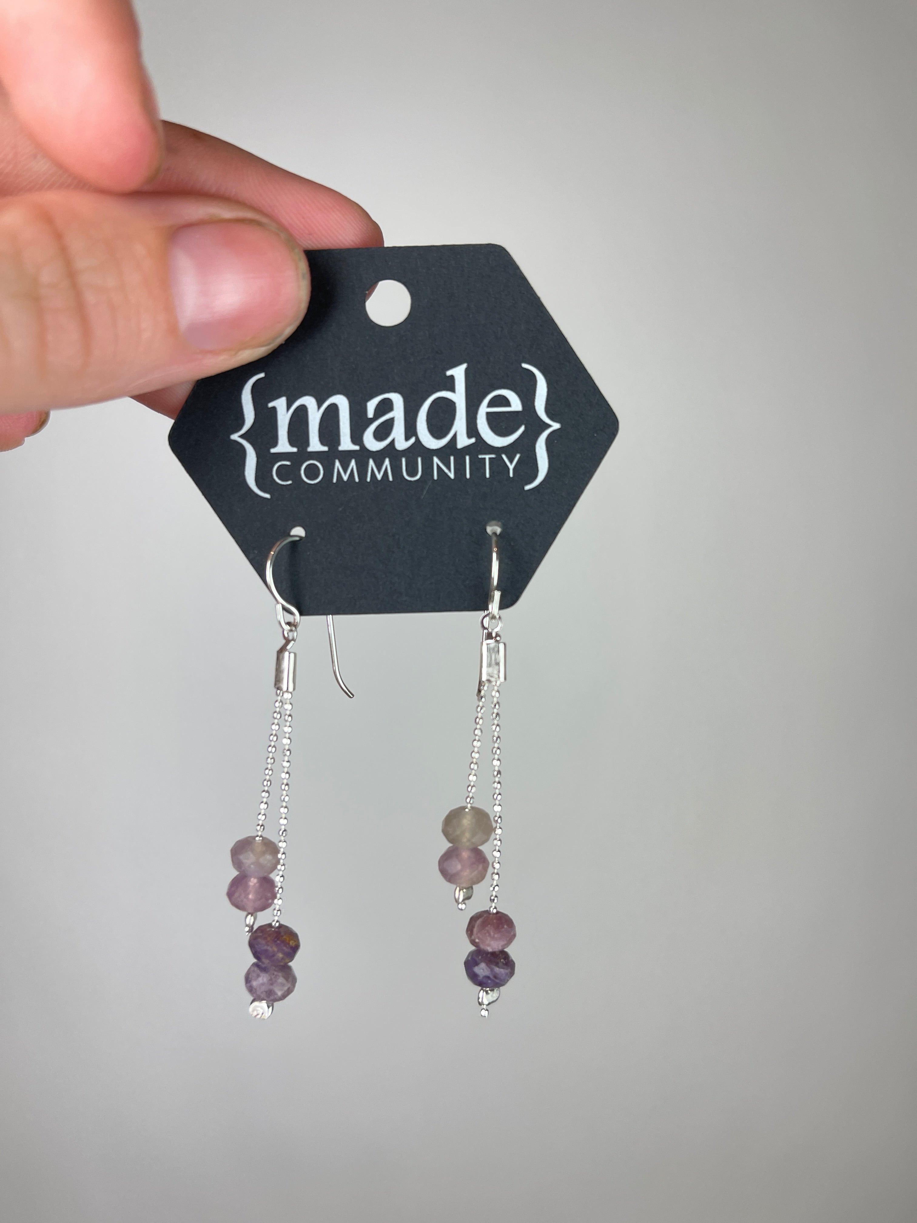 {made} community - Beaded Dangle Earring | Purple