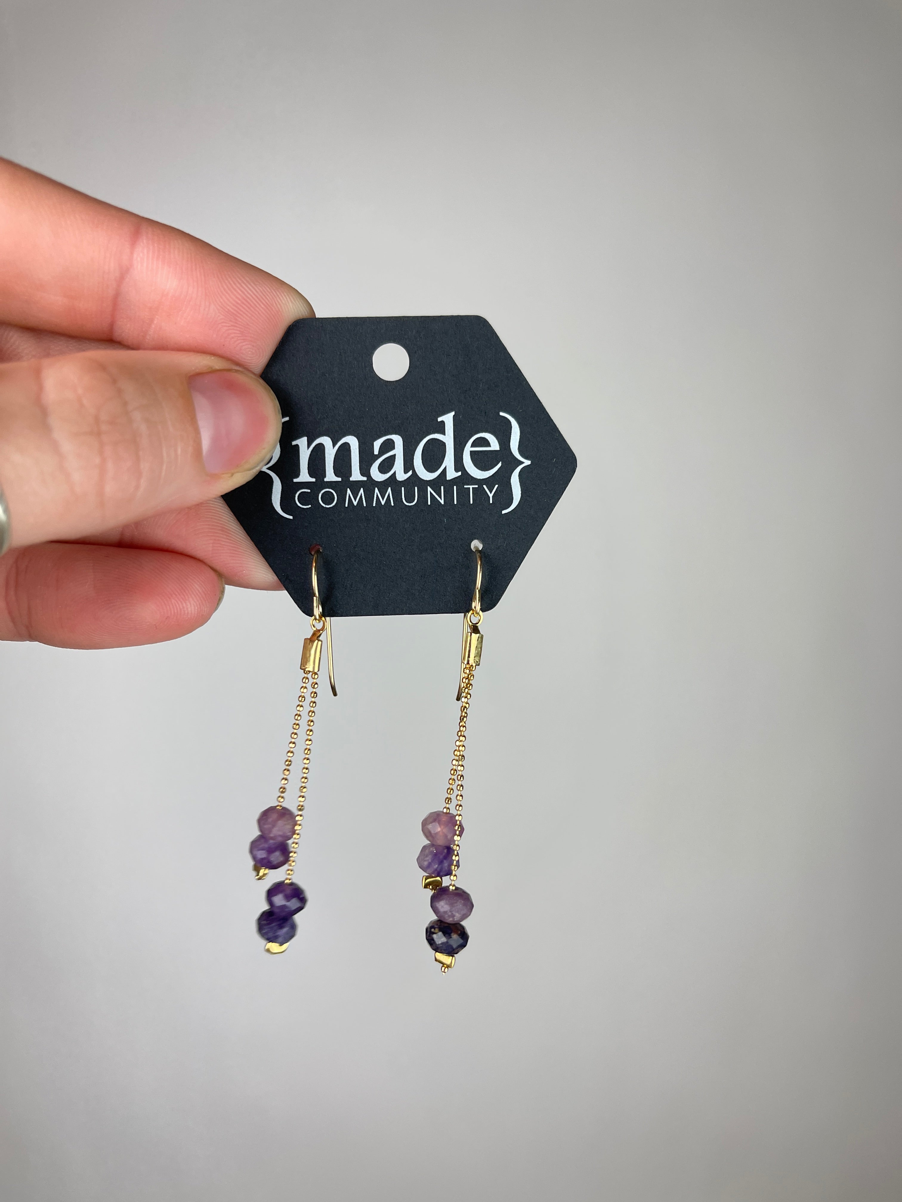 {made} community - Beaded Dangle Earring | Purple