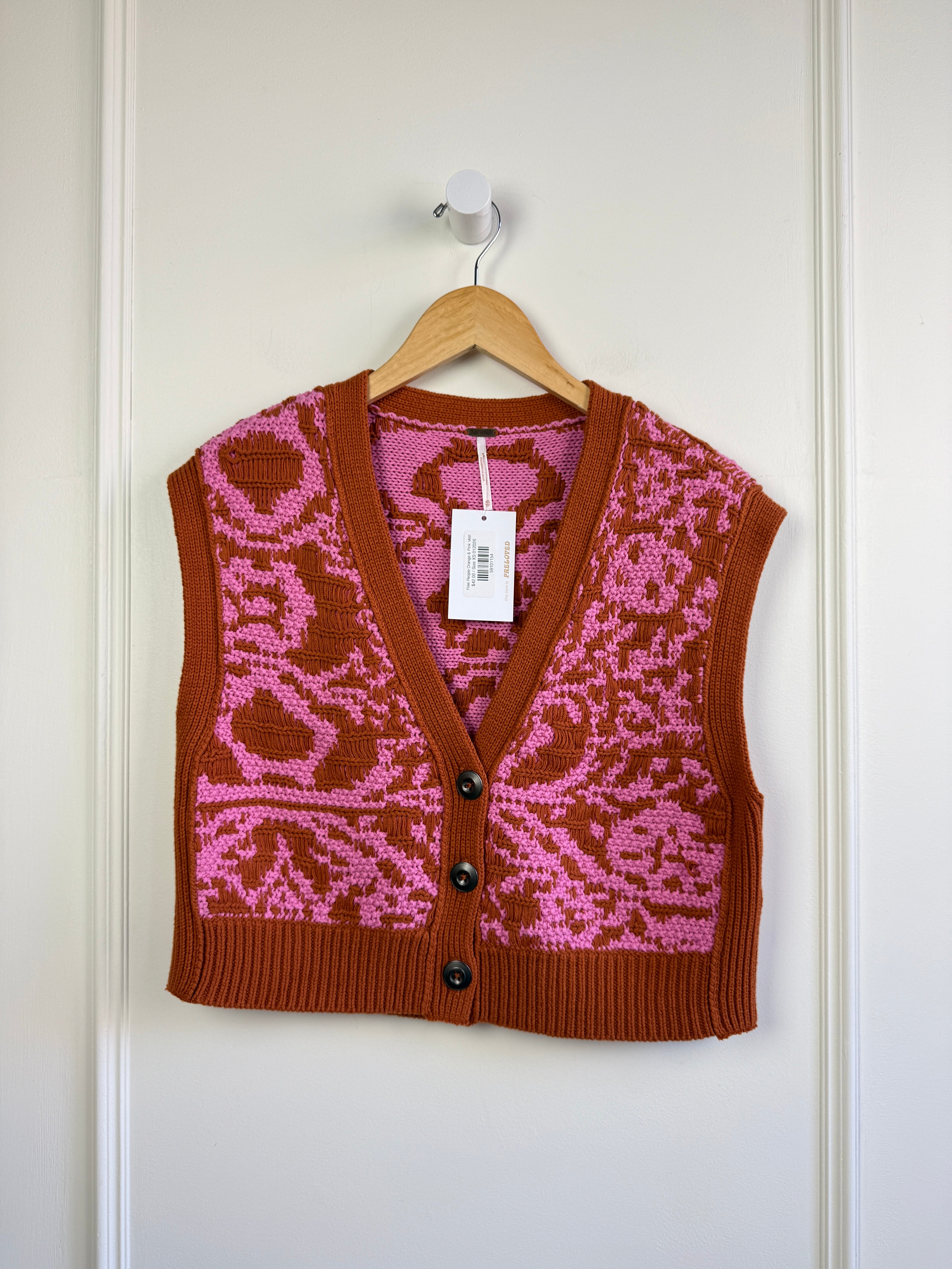Free People Orange & Pink Vest (XS)