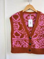 Free People Orange & Pink Vest (XS)