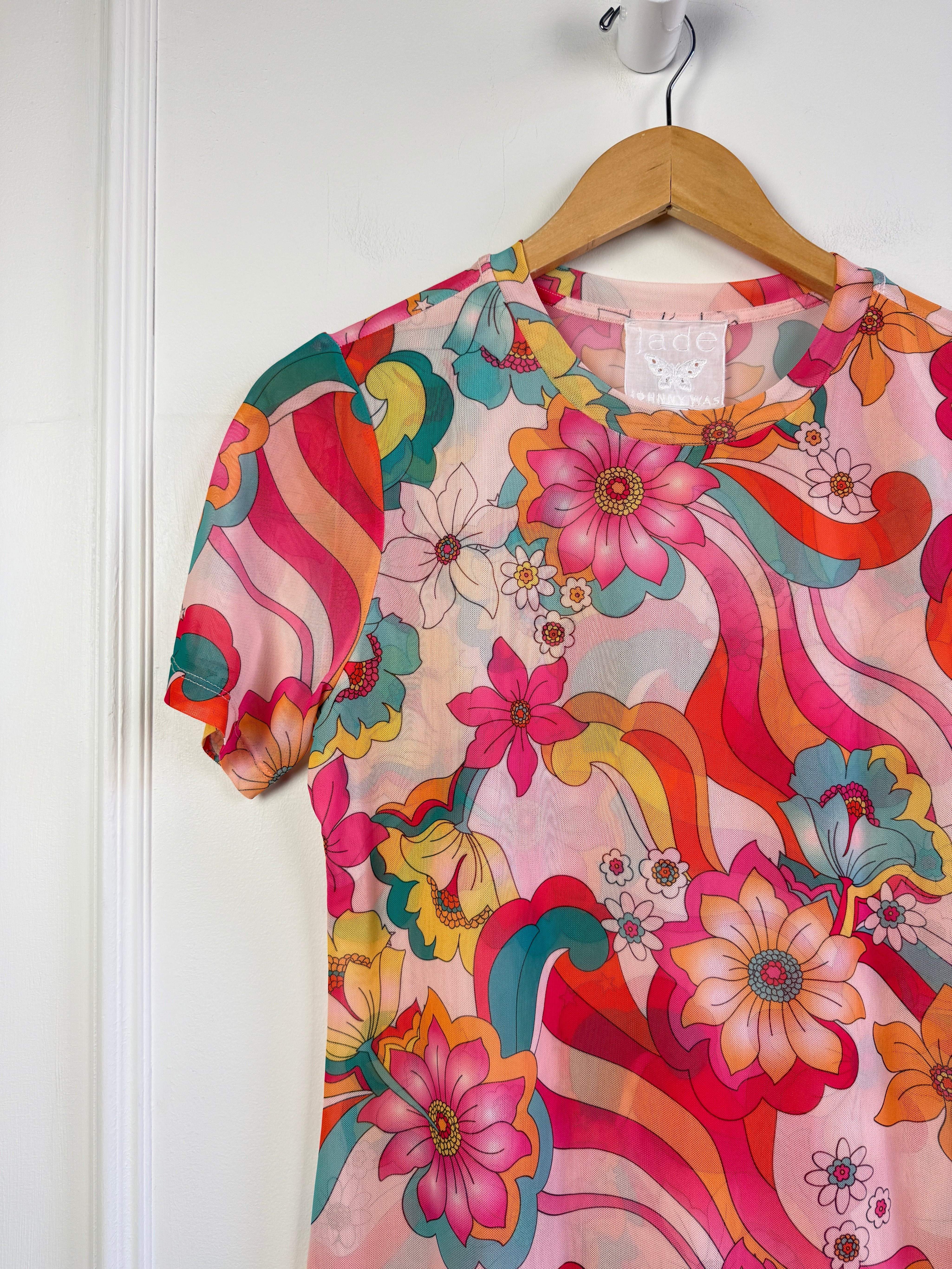 Jade by Johnny Was Floral Sheer Top (M)