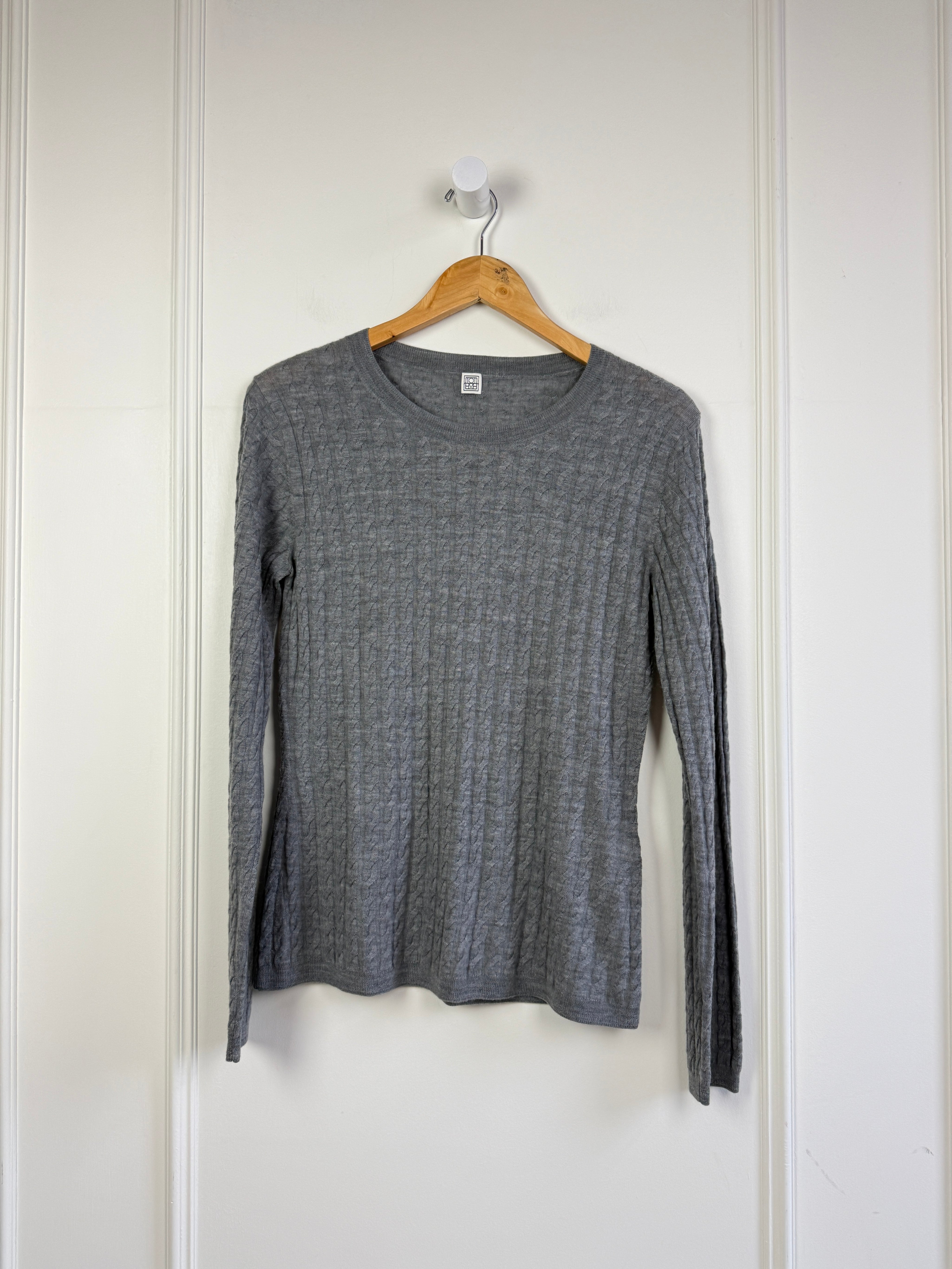 Toteme Mini Cable Merino Knit - Grey (XL)