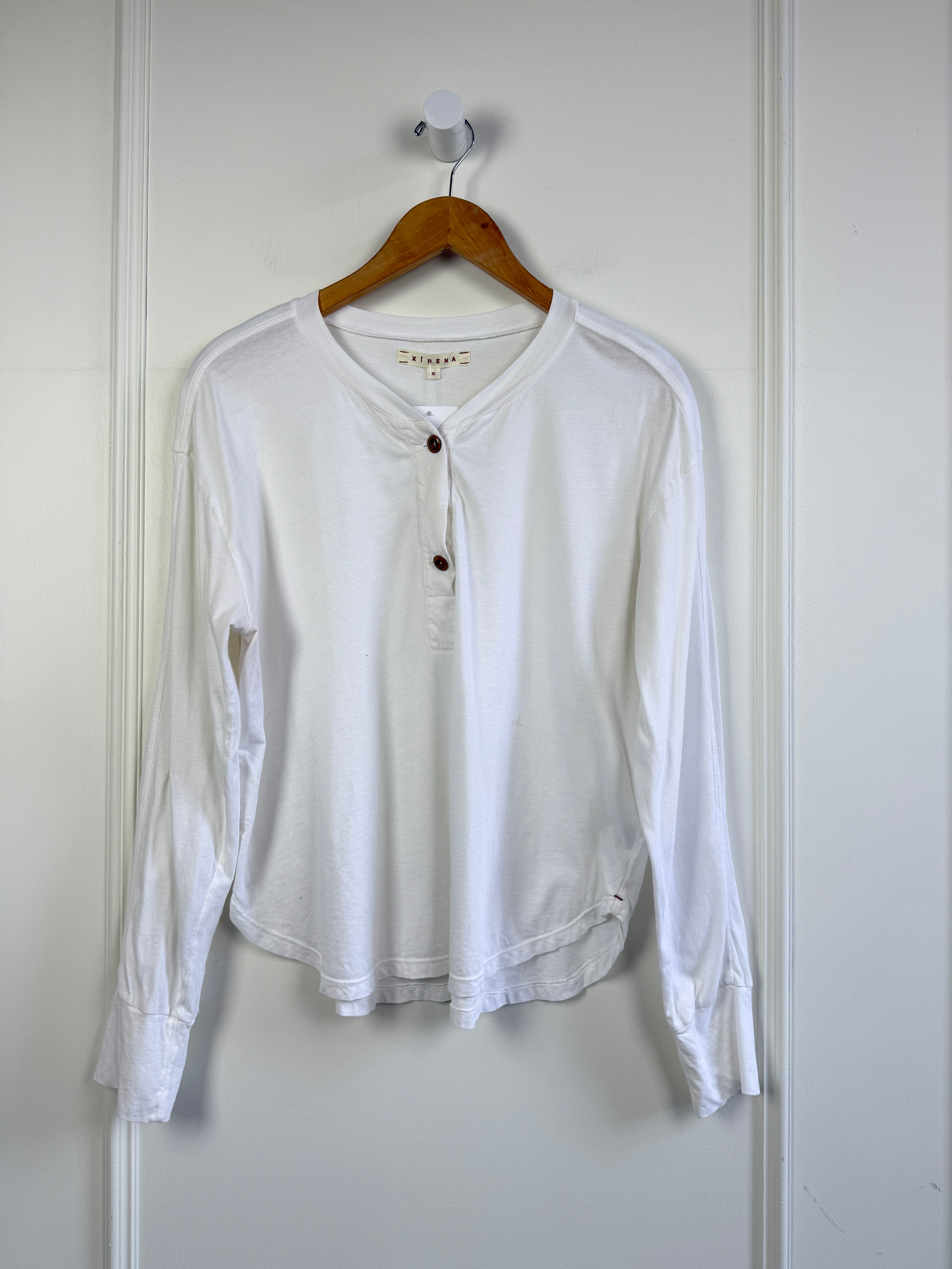 Xirena White Long Sleeve Henley (S)