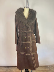 Vintage Dark Brown Fur and Suede Coat (M/L)