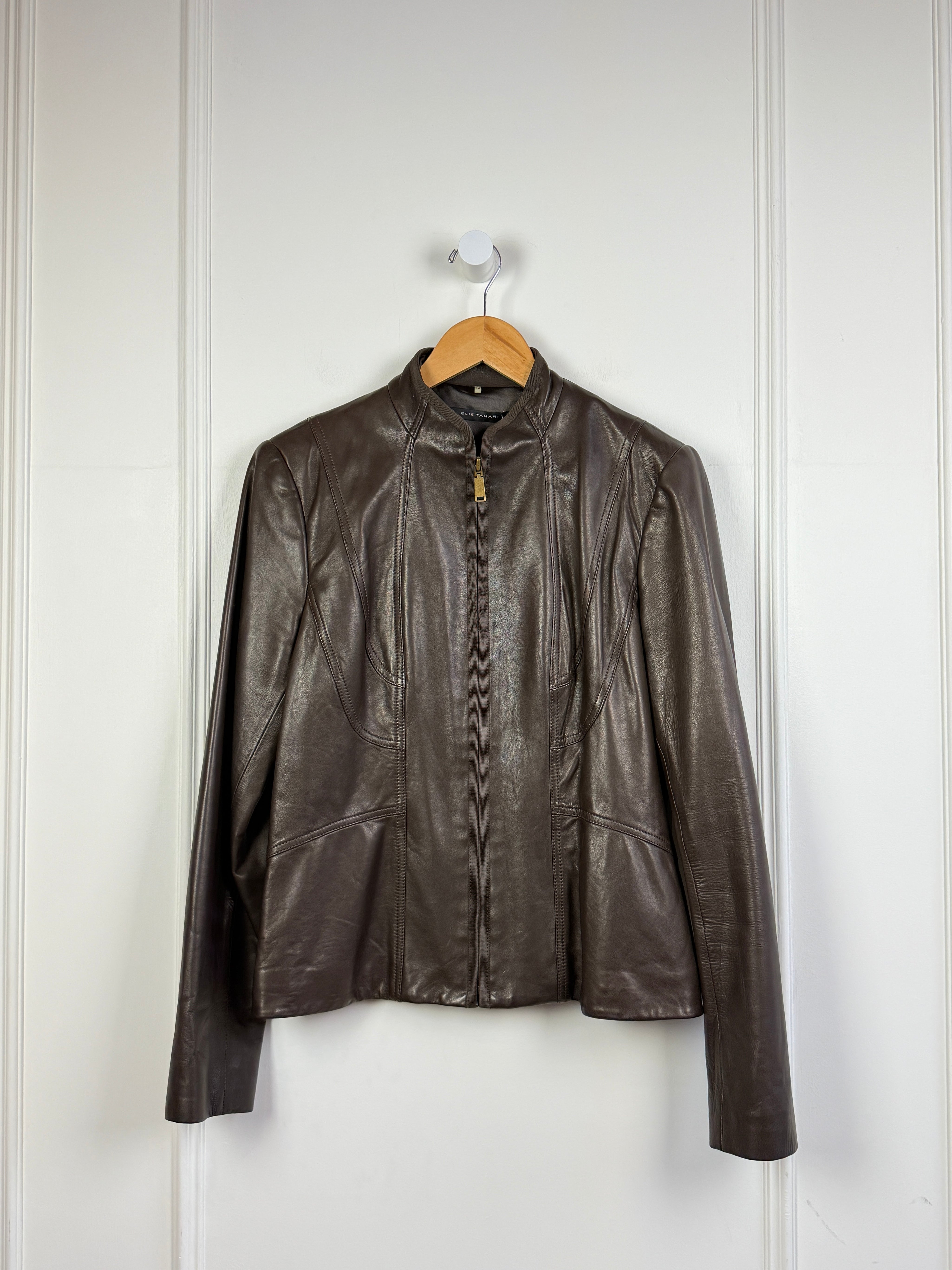Elie Tahari Leather Jacket (L/12)
