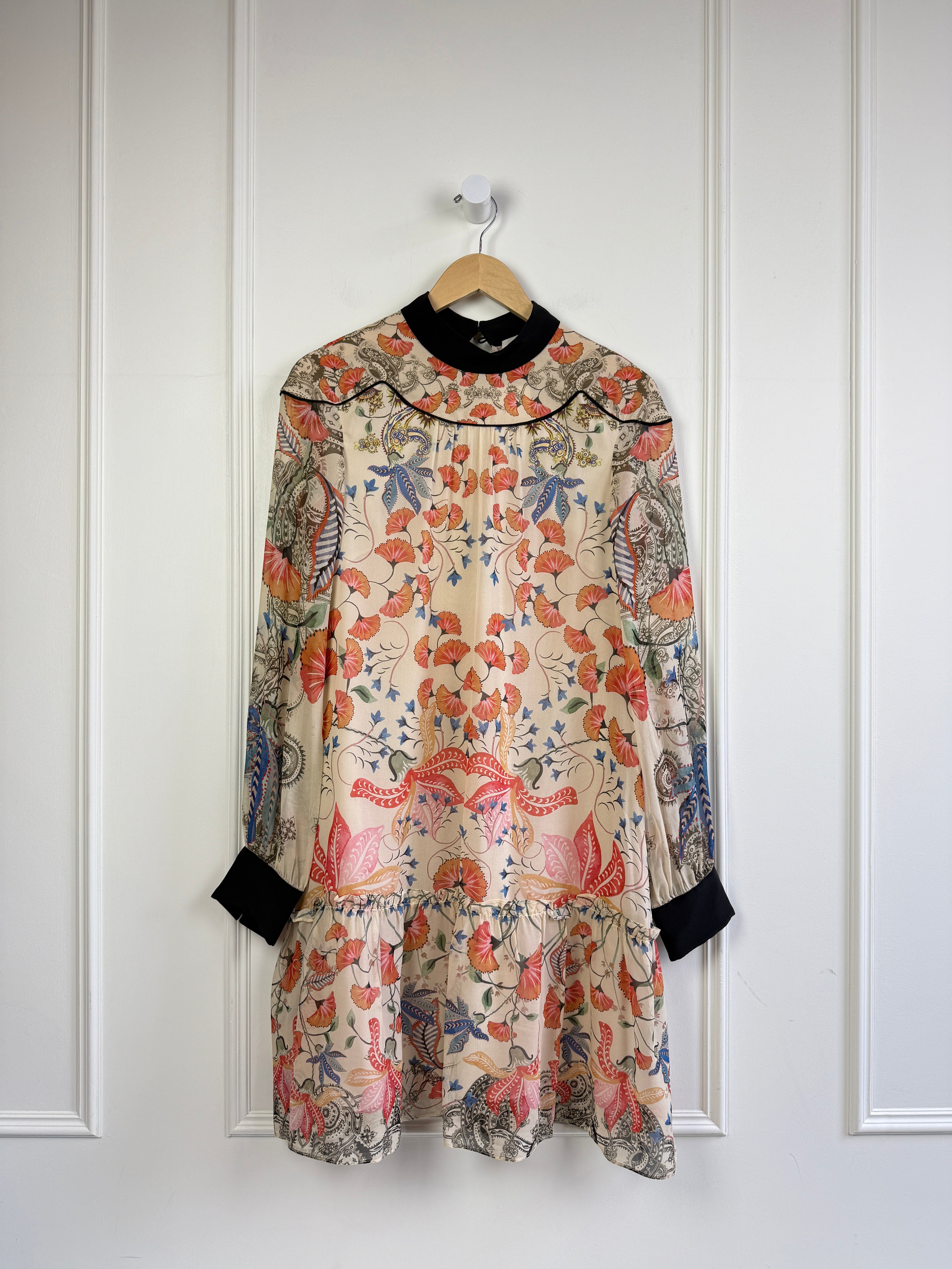 Saloni Tan Floral Dress (M/6)