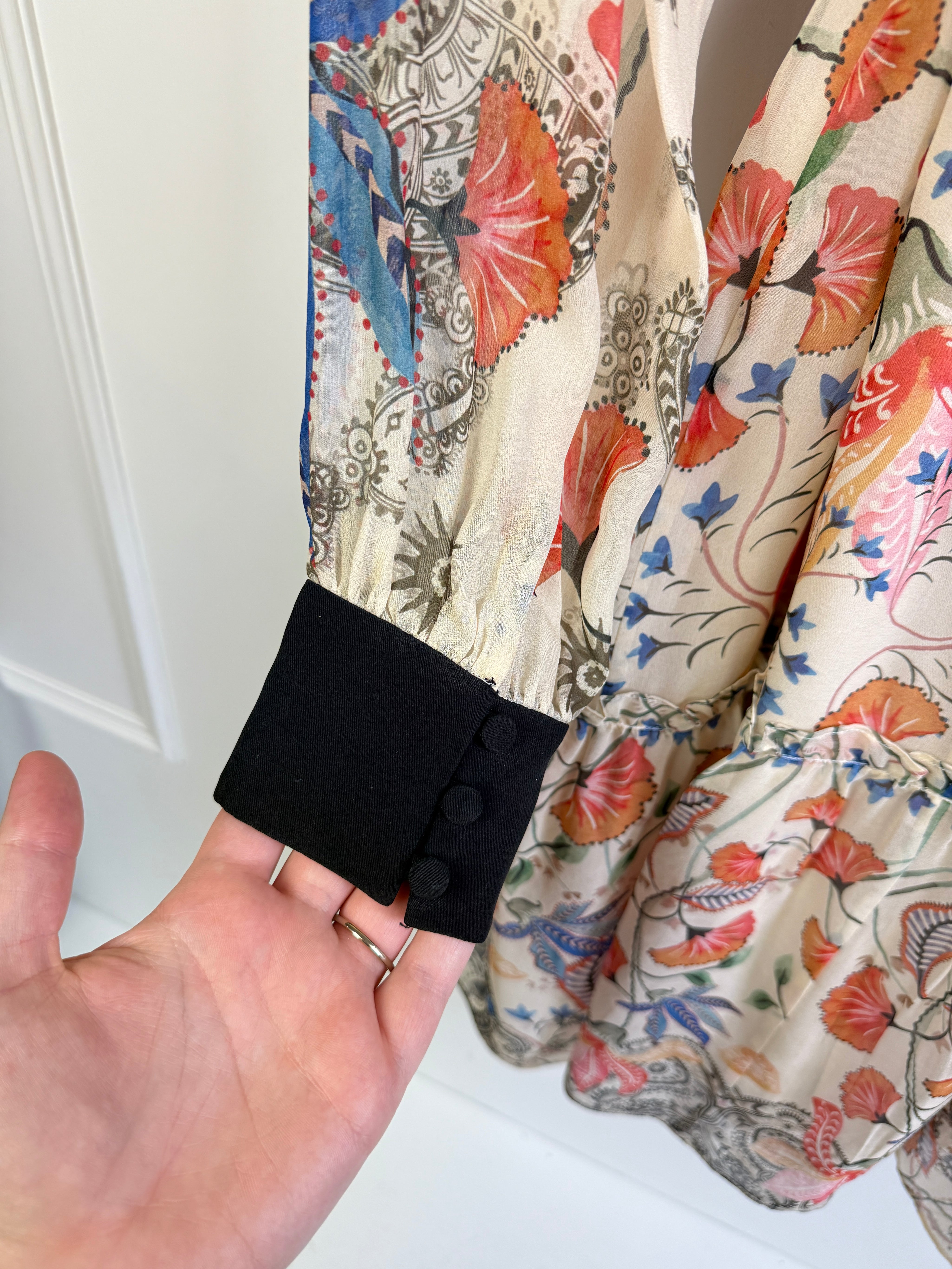 Saloni Tan Floral Dress (M/6)