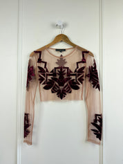 For Love & Lemons Long Sleeve Sheer Top (S)