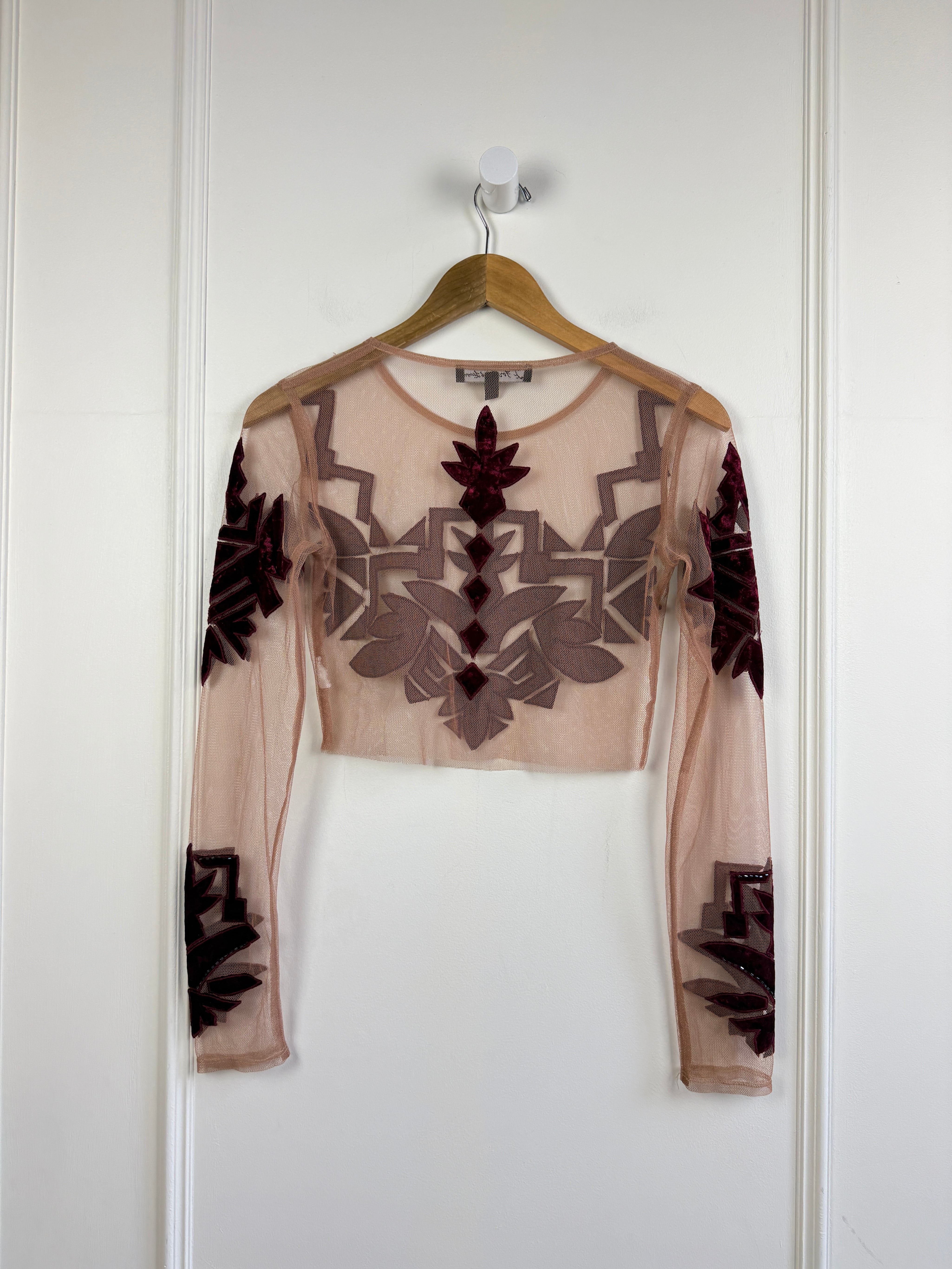 For Love & Lemons Long Sleeve Sheer Top (S)