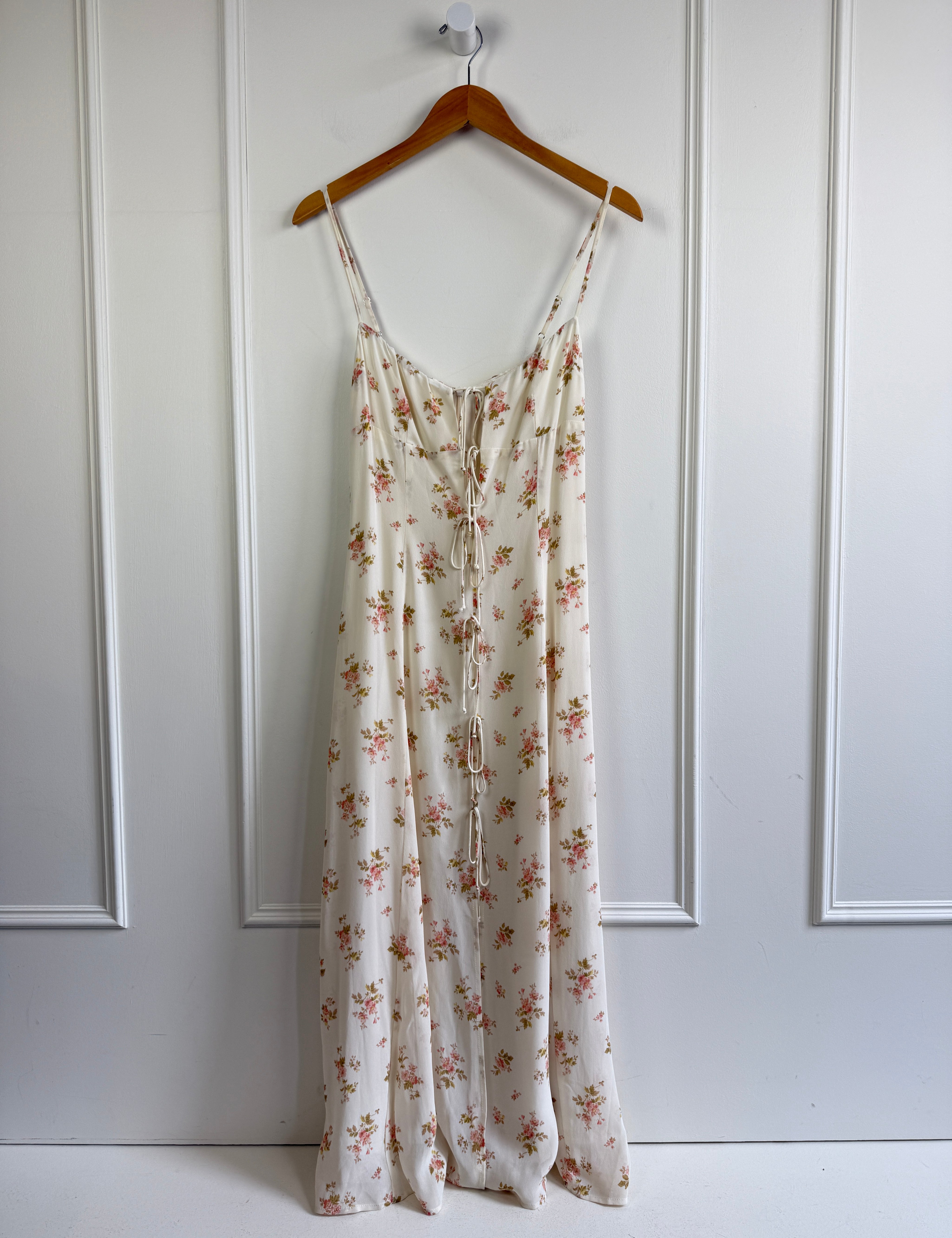 Reformation White Tie Front Floral Dress (4/S)