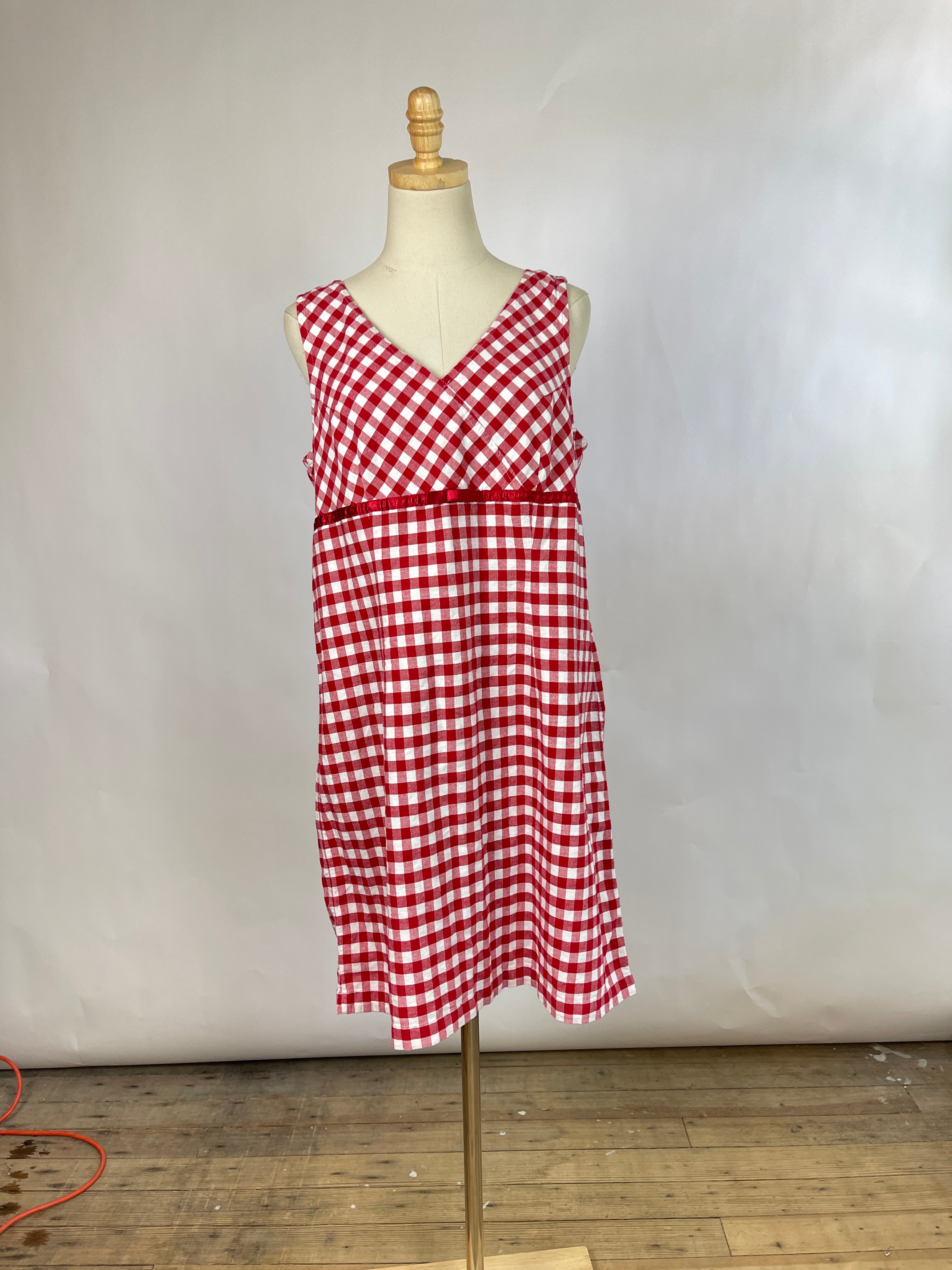 Vintage Red Gingham Mini Dress (L)