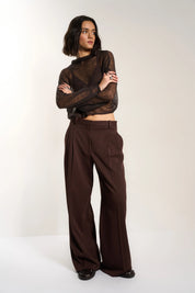 Callahan - Lina Sheer Pullover | Chocolate Brown