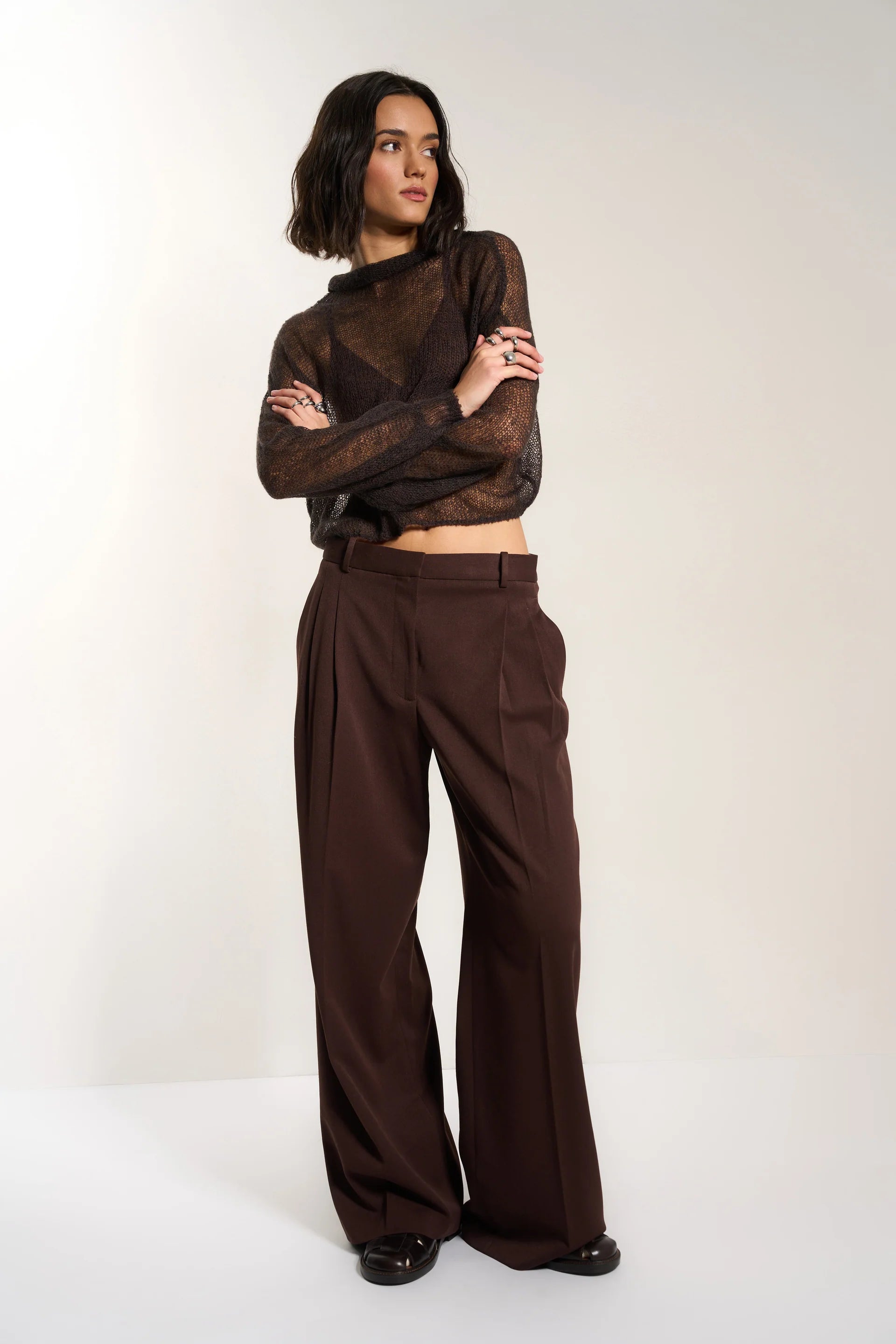 Callahan - Lina Sheer Pullover | Chocolate Brown