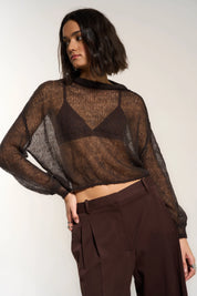 Callahan - Lina Sheer Pullover | Chocolate Brown