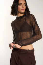 Callahan - Lina Sheer Pullover | Chocolate Brown