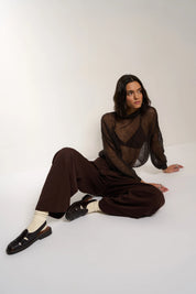 Callahan - Lina Sheer Pullover | Chocolate Brown