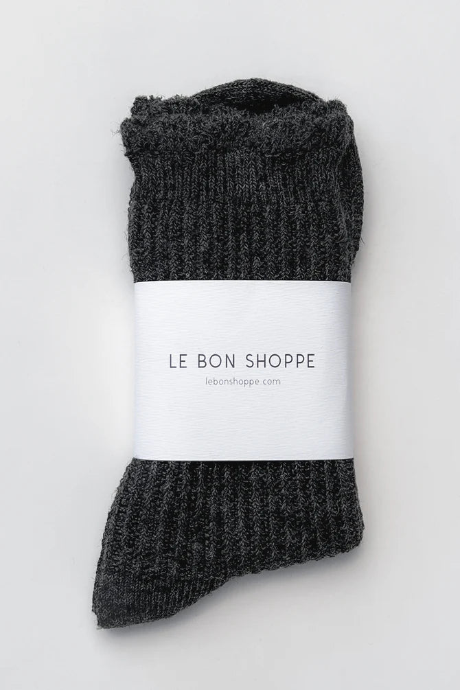 Le Bon Shoppe - Linen Scallop Socks | Charcoal