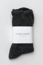 Le Bon Shoppe - Linen Scallop Socks | Charcoal