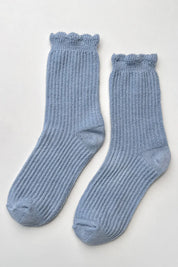 Le Bon Shoppe - Linen Scallop Socks | Pale Blue