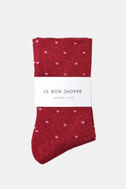 Le Bon Shoppe - Lurex Patterned Sneaker Socks | Red/Pink