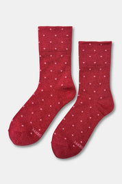 Le Bon Shoppe - Lurex Patterned Sneaker Socks | Red/Pink