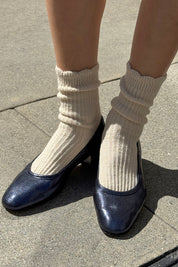 Le Bon Shoppe - Linen Scallop Socks | Naturel