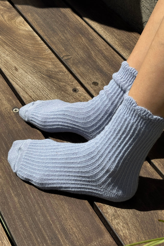 Le Bon Shoppe - Linen Scallop Socks | Pale Blue