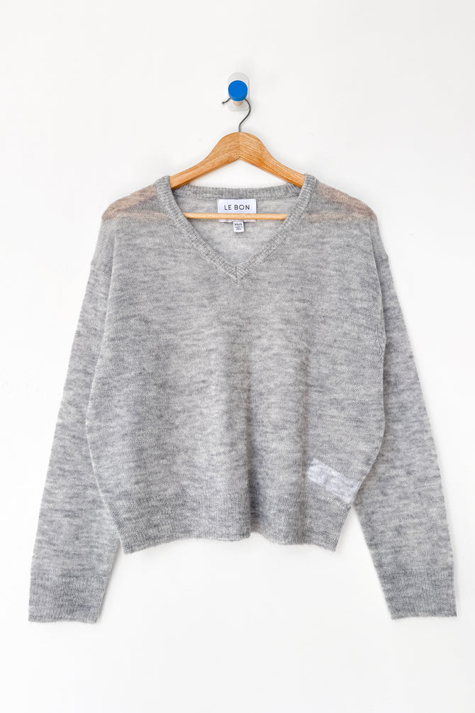Le Bon Shoppe - Matthew V-Neck Mohair Sweater | Icy Grey