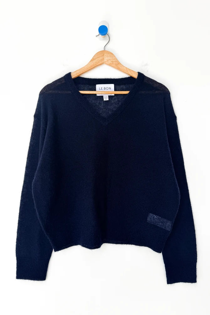 Le Bon Shoppe - Matthew V-Neck Mohair Sweater | Navy