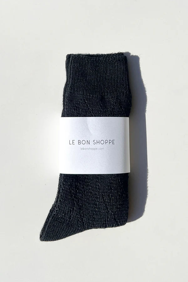 Le Bon Shoppe - Modal Eyelet Socks | Jet Black