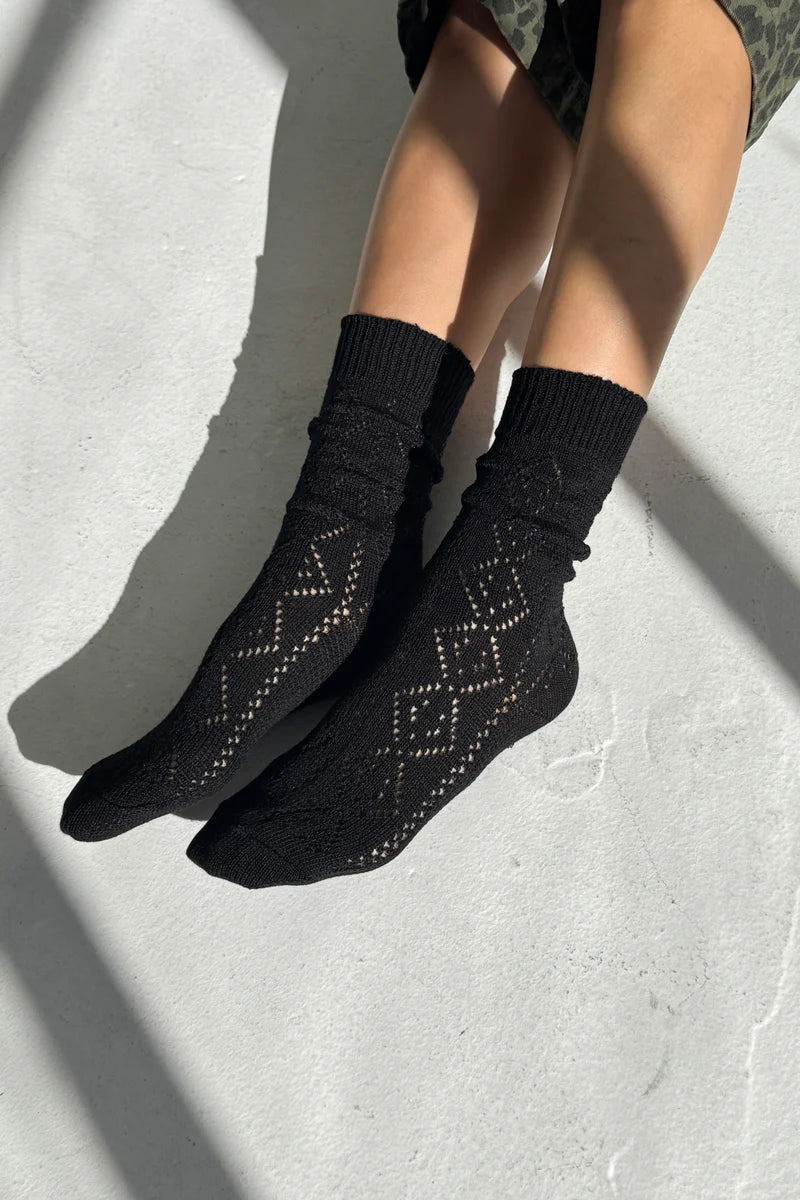 Le Bon Shoppe - Modal Eyelet Socks | Jet Black