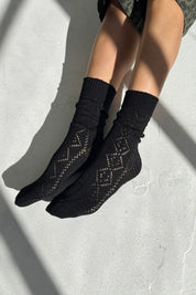 Le Bon Shoppe - Modal Eyelet Socks | Jet Black