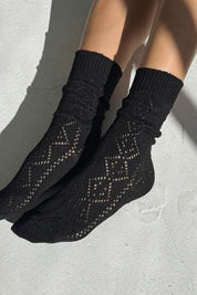 Le Bon Shoppe - Modal Eyelet Socks | Jet Black