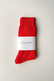 Le Bon Shoppe - Modal Eyelet Socks | Poppy Red