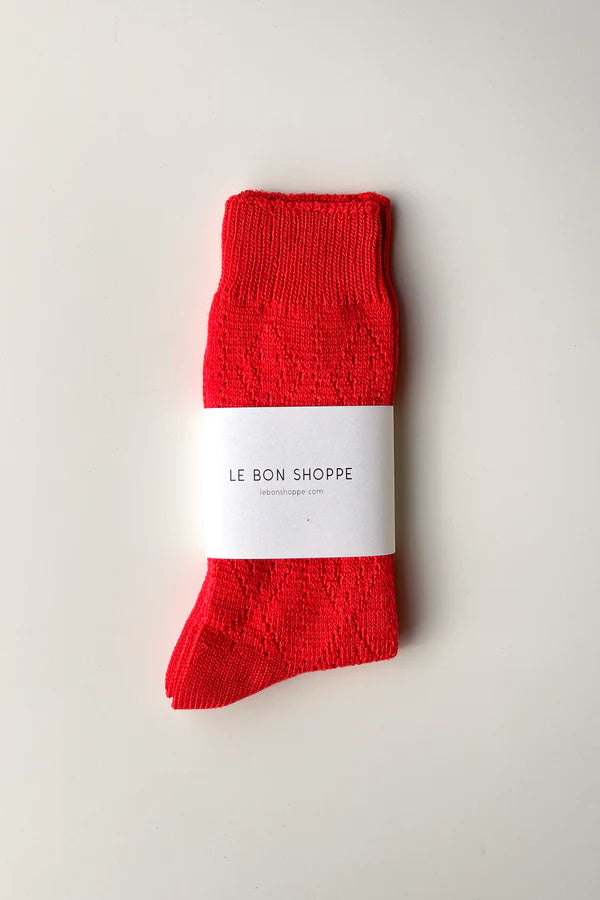 Le Bon Shoppe - Modal Eyelet Socks | Poppy Red