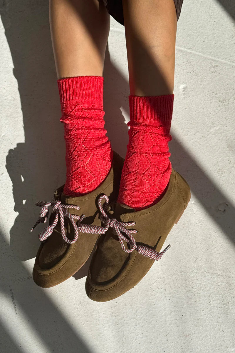 Le Bon Shoppe - Modal Eyelet Socks | Poppy Red