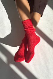 Le Bon Shoppe - Modal Eyelet Socks | Poppy Red