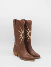 Stivali New York - Moonrise Western Cowboy Boots | Brown Cognac Leather
