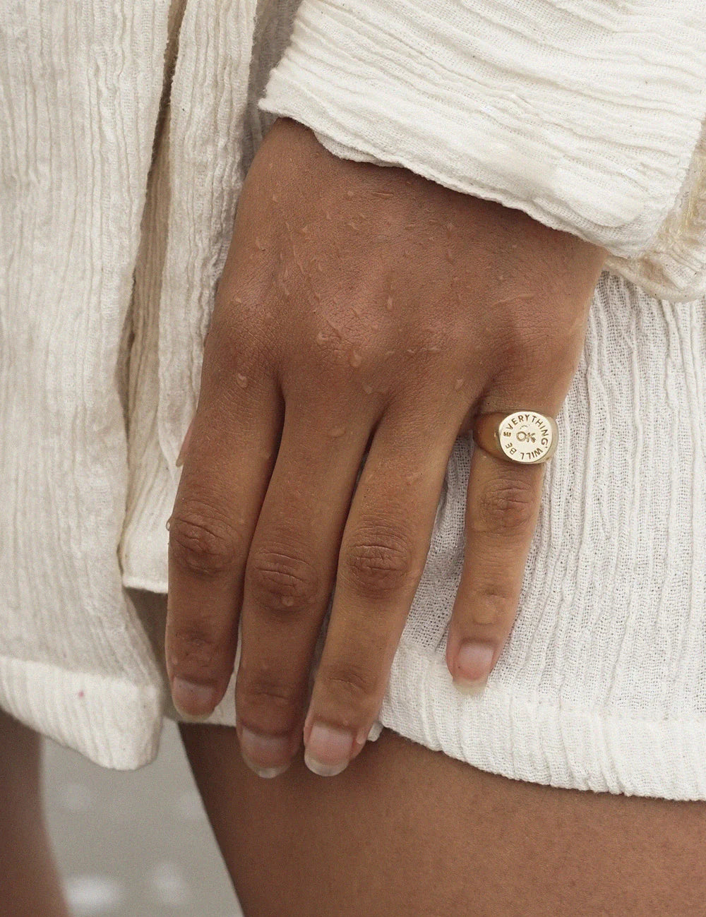 I Like It Here Club - Everything Will Be Ok Signet Ring | Gold Plate